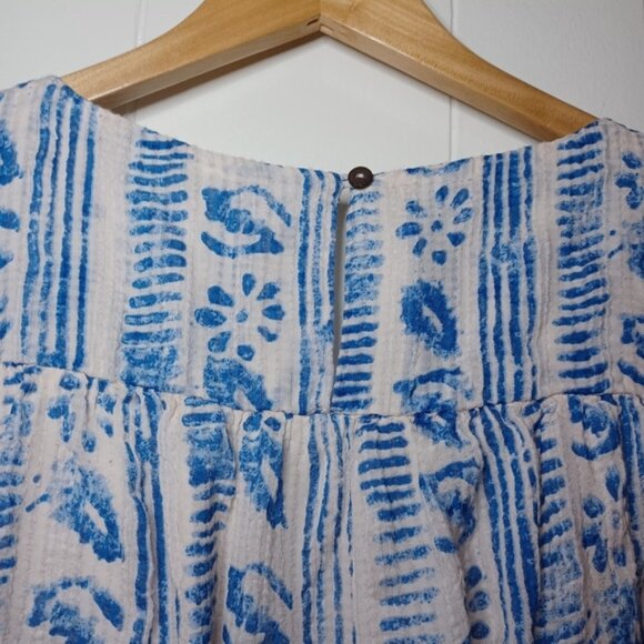 FREE PEOPLE Romper Women V-neck Belted Textured Printed Short Sleeve - Picture 3 of 12